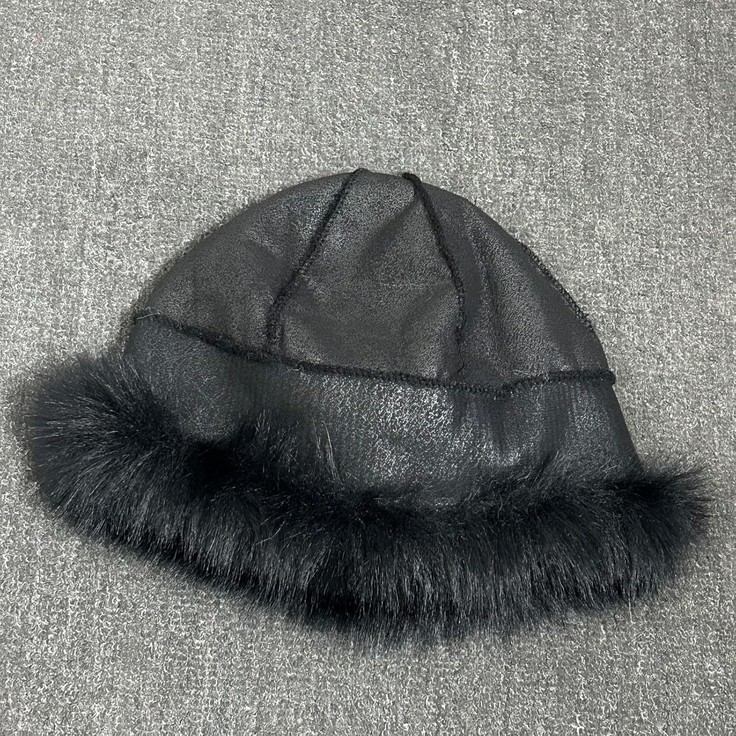 Lopsity Women'S Faux Fur Winter Bucket Hat Fluffy Warm Hat for Men Fuzzy Bucket Hat Winter Wrap Hat - Black image number 5