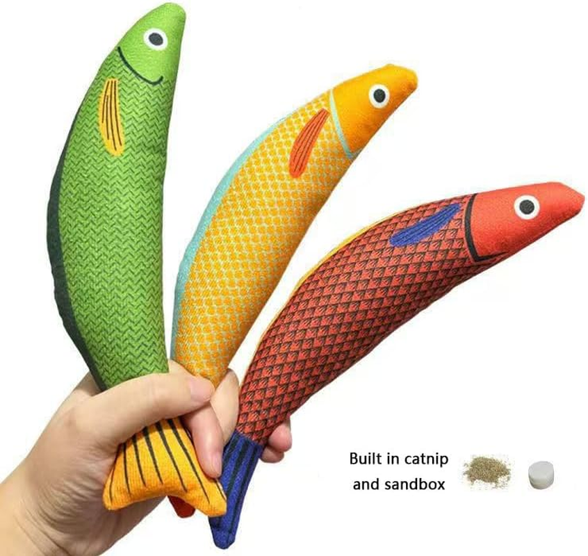 Cat Toys Saury Fish, 3 Pack, Catnip Crinkle Sound, Soft and Durable, Interactive Kitten Kicker for Indoor Kitty Exercise 9.4 Inches for All Breeds image number 1