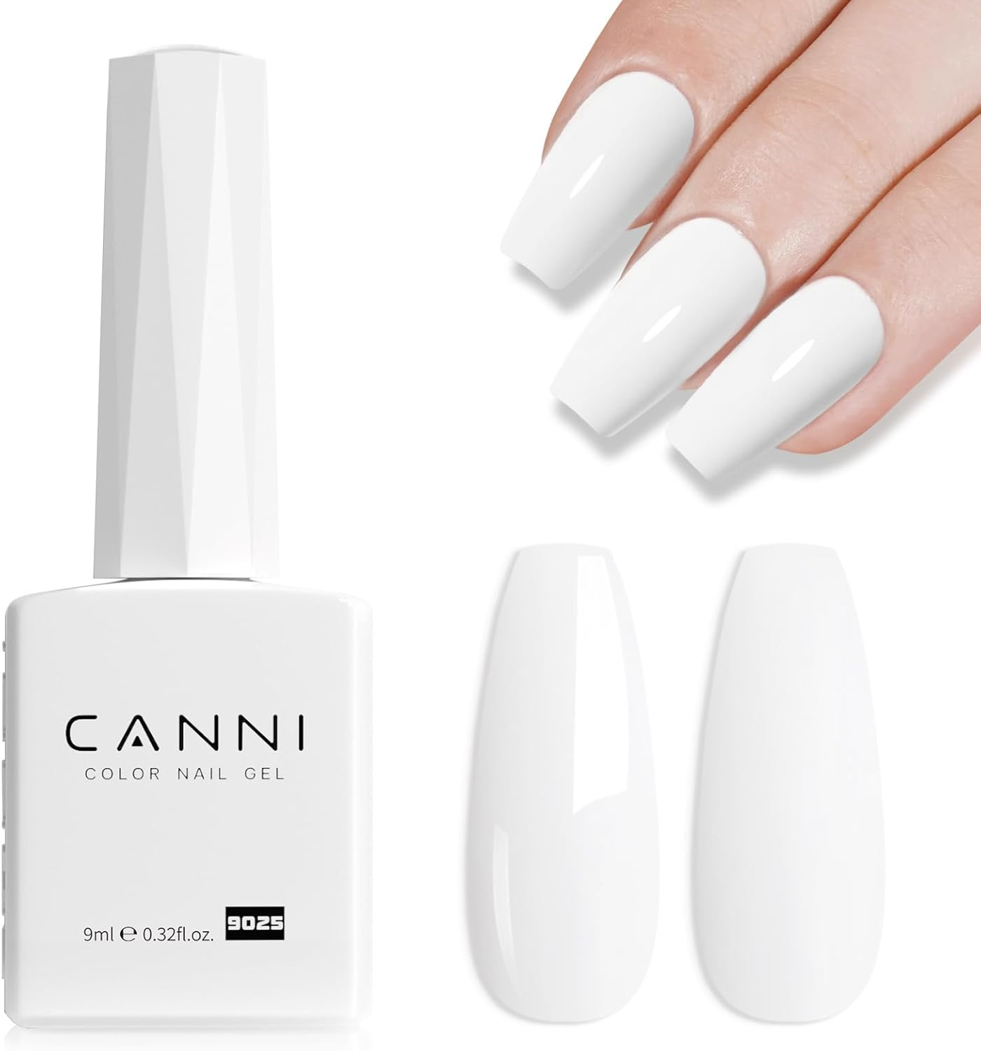 CANNI White Gel Polish &ndash; 1 Pc Pure White, High Gloss UV/LED Soak-Off Gel Nail Polish for French Manicure, DIY & Salon Quality for Grils & Women image number 2