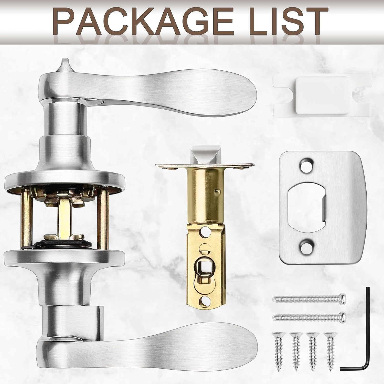 Sopoby 6 Pack Door Handles Privacy Door Levers, Heavy Duty Wave Style Bed/Bath Door Locks Interior Door Knobs, Reversible Levers for Right/Left Handed Doors, Brushed Nickel image number 5