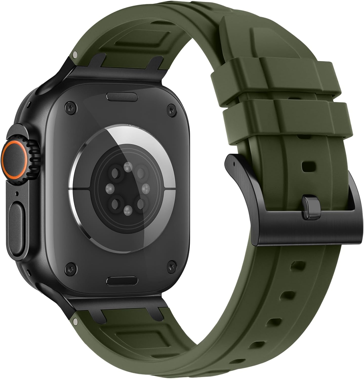 Stainless Steel Adapter Compatible with Apple Watch Series 11/10 Strap 46 Mm, Ultra 3/2/1 49 Mm Silicone Straps Compatible with Iwatch Series 9/8/7/6/5/4/SE3 Band 45 Mm/44 Mm