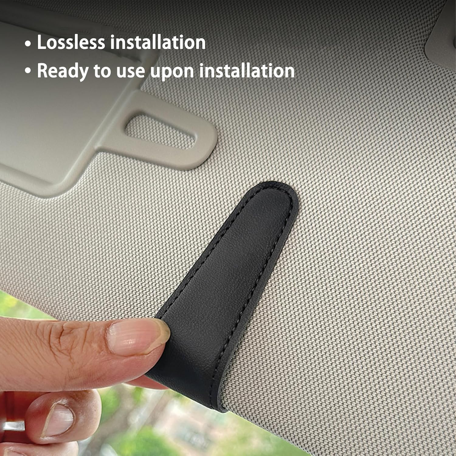 Magnetic Leather Sunglass Holder for Car Universal Sunglasses Clip for Car Visor Auto Interior Accessories for Different Size Eyeglasses Car Accessories Black image number 5