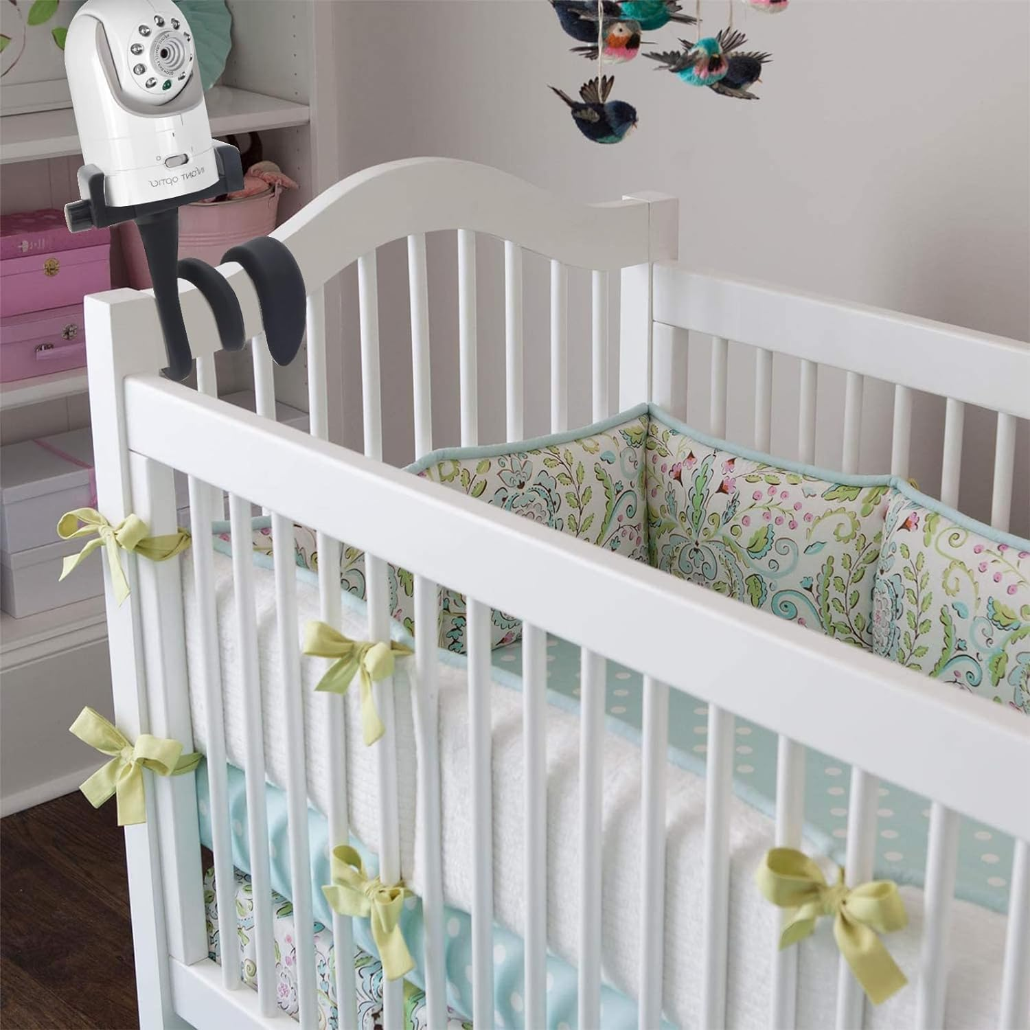 Baby Monitor Mount Camera Shelf Compatible with Infant Optics DXR 8 and Most Other Baby Monitors,Attaches to Crib Cot Shelves or Furniture,Universal Baby Camera Holder,（Black） image number 6