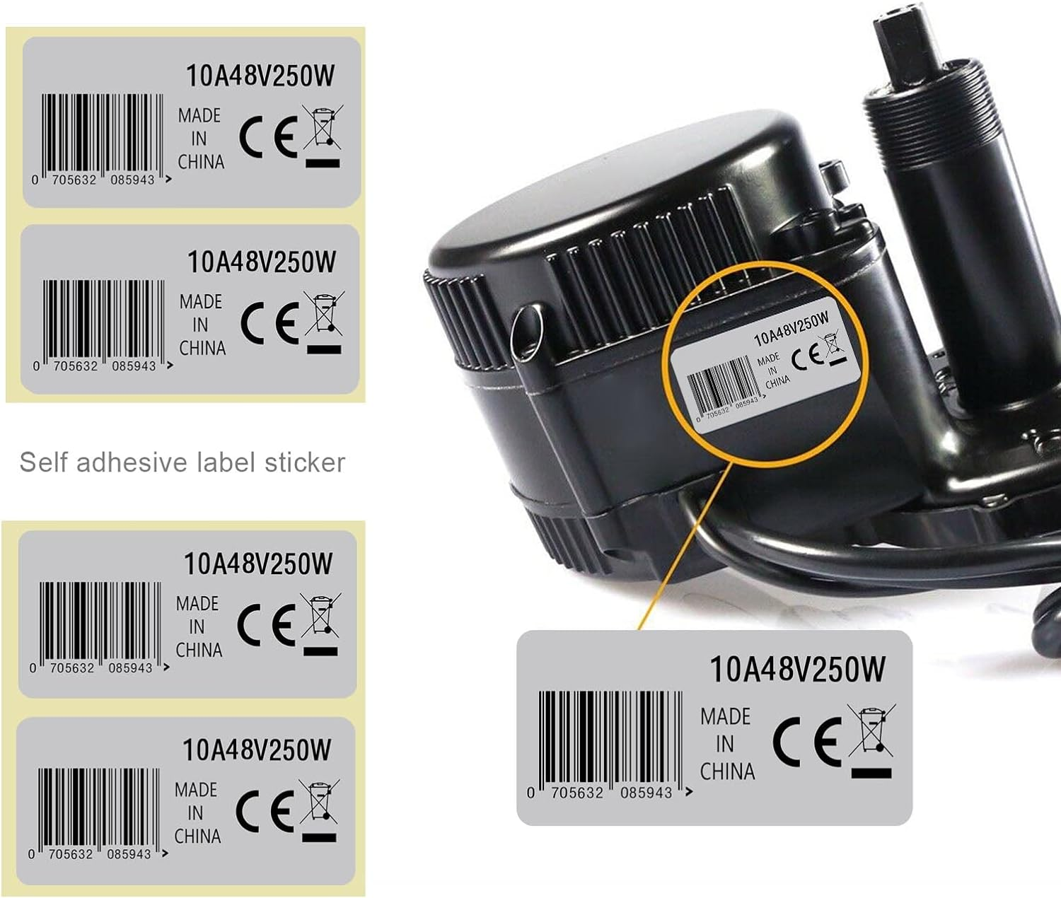 Emsea 10Pcs Mid Drive Motor Sticker 10A 48V 250W Motor Waterproof Sticker Decal 4.2X2.1Cm Motor CE Label Tags Compatible with BAFANG BBS02B BBS01 image number 2