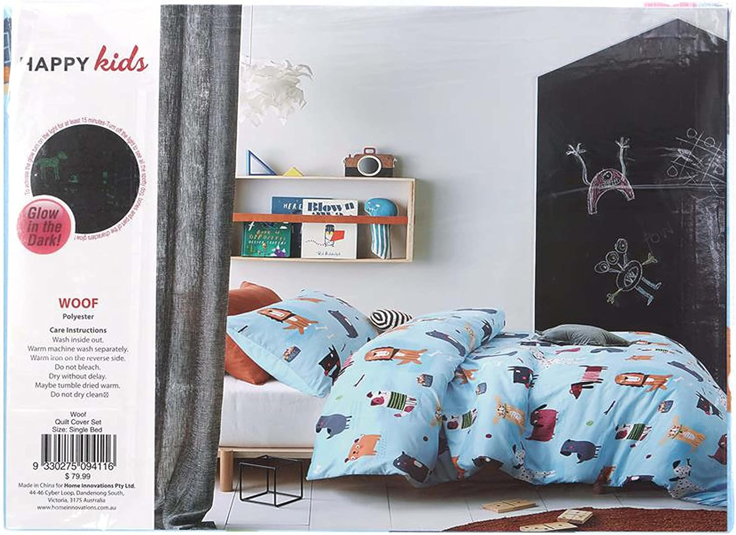 Woof Glow in the Dark Quilt Cover Set - Single Bed image number 3