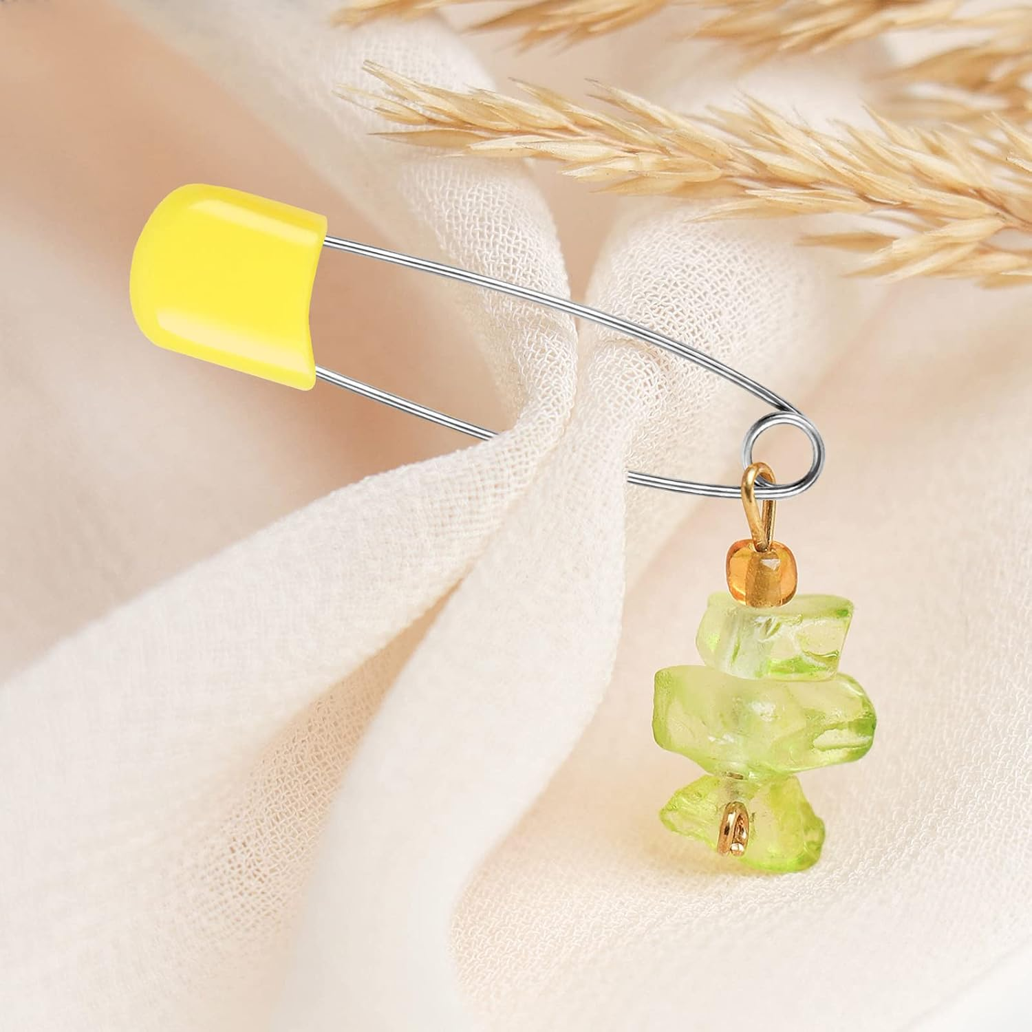 Joyberg 100 Pcs Baby Safety Diaper Pins, Stainless Steel & ABS Plastic, Multicolored, 2.2In, Heavy Duty, Safe Locking Closures, for Cloth Diapers & Crafts image number 3