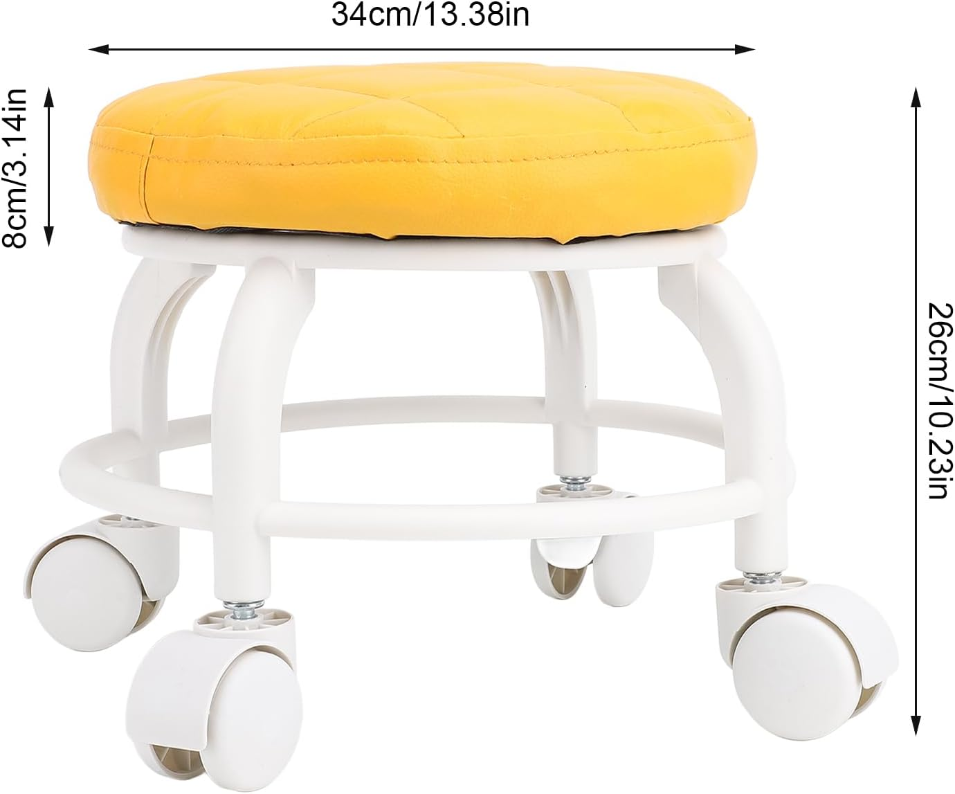 Pedicure Stool PU Leather, Low Rolling Stool, Garage Stool with Wheels, Low Roller Seat, Mute Wheel Swivel Roller Chair for Home Office Shop (Orange) - Orange image number 5