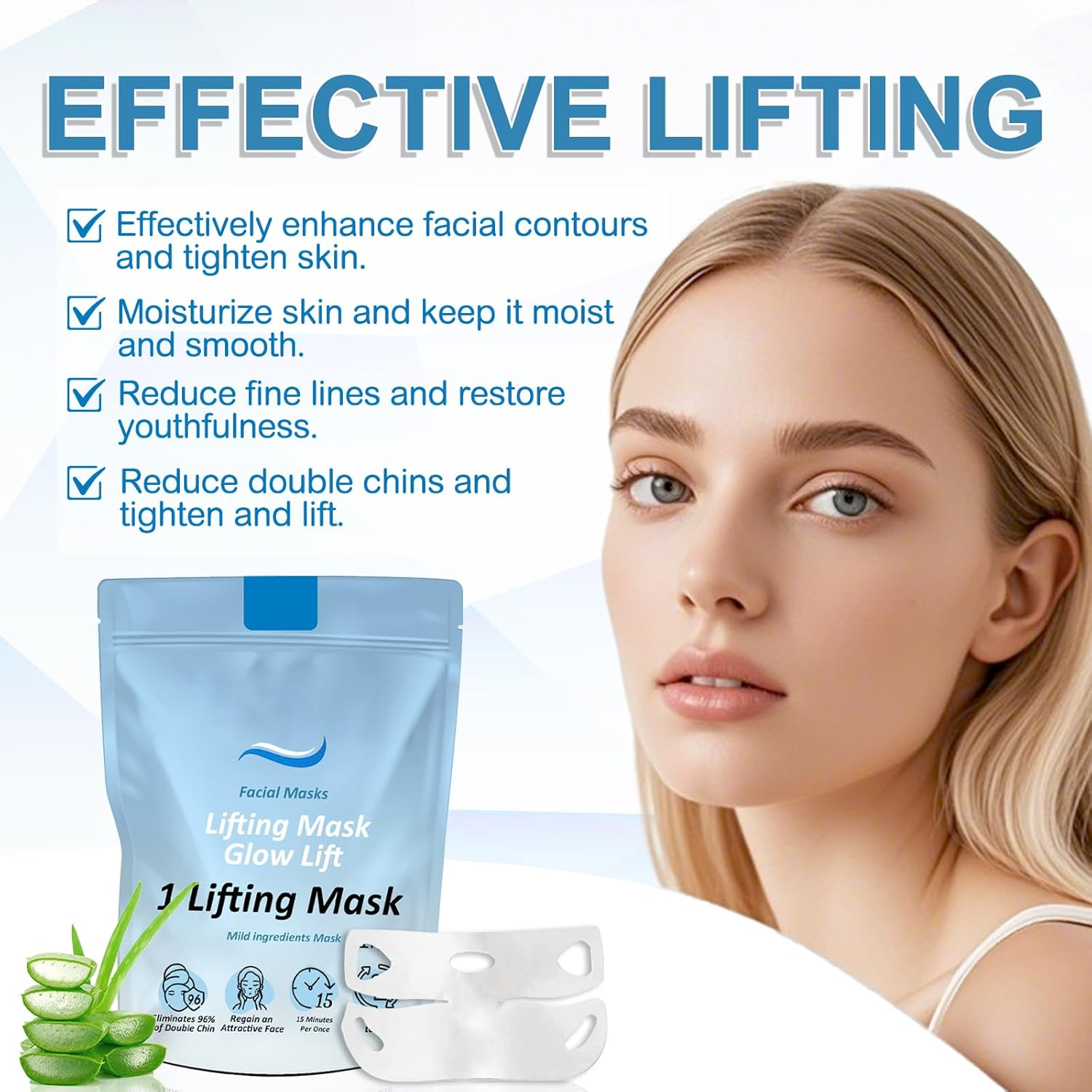 Chinology Double Chin Lifting Mask,Chinology Firming Chin Lift Mask, V-Line Face Lifting,Hydrating & Nourishing Treatment for All Skin Types(2 Pcs) image number 2