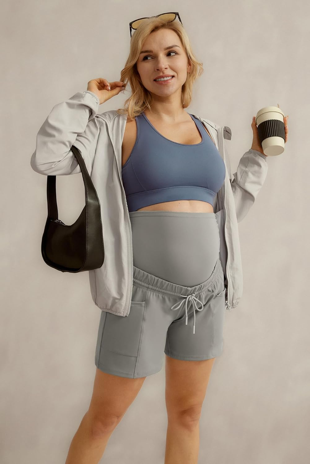 Maacie Pocket Maternity Shorts with Drawstring for Training image number 1