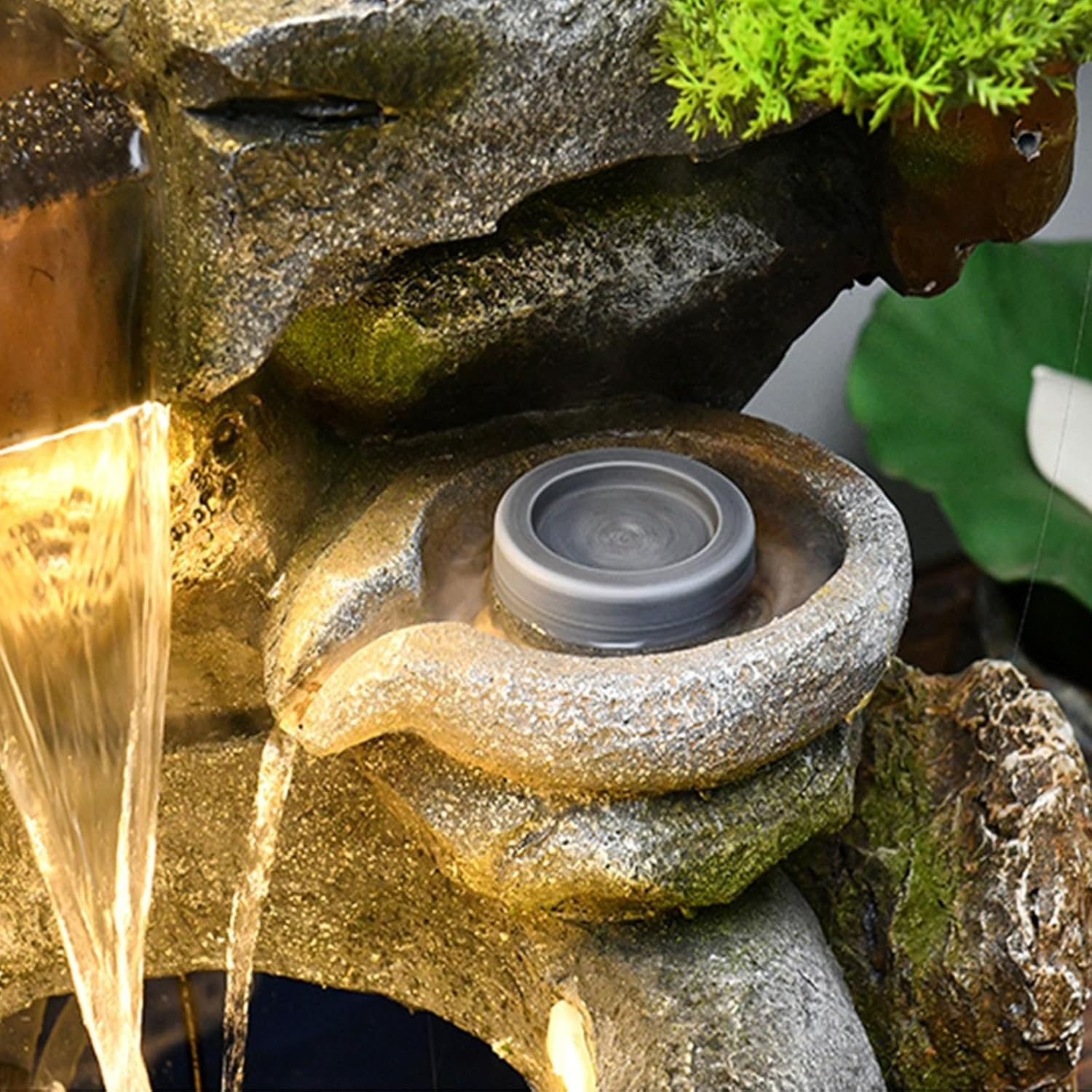 Outdoor Fountain Water Fountain Indoor - Floor Standing with Jar Small Feng Shui Zen Waterfall W/LED Light & Soothing Sounds for Office Home Decor