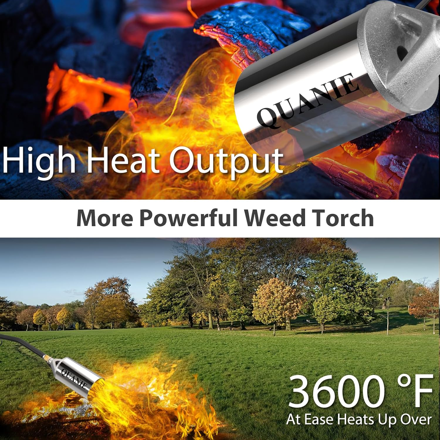 Propane Torch Burner Weed Torch High Output 2,400,000 BTU with 10FT Hose,Heavy Duty Blow Torch with Flame Control and Turbo Trigger Push Button Igniter,Flamethrower for Garden Wood Ice Snow Road (Blue image number 6