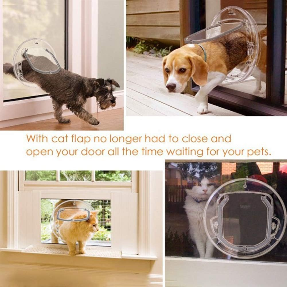 Petdream Pet Door Hole PC Material round Glass Door for Small Cat and Dog with 4 Way Lock for Pets Entry & Exit image number 5