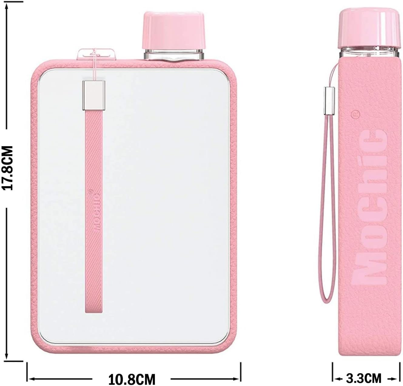 A5 Flat Water Bottle for Cold and Warm Drink Portable Travel Mug Men Women Kids High-Quality Plastic Flask BPA Free Water Bottle for Sports - Leak Proof. 380Ml (Black) image number 4