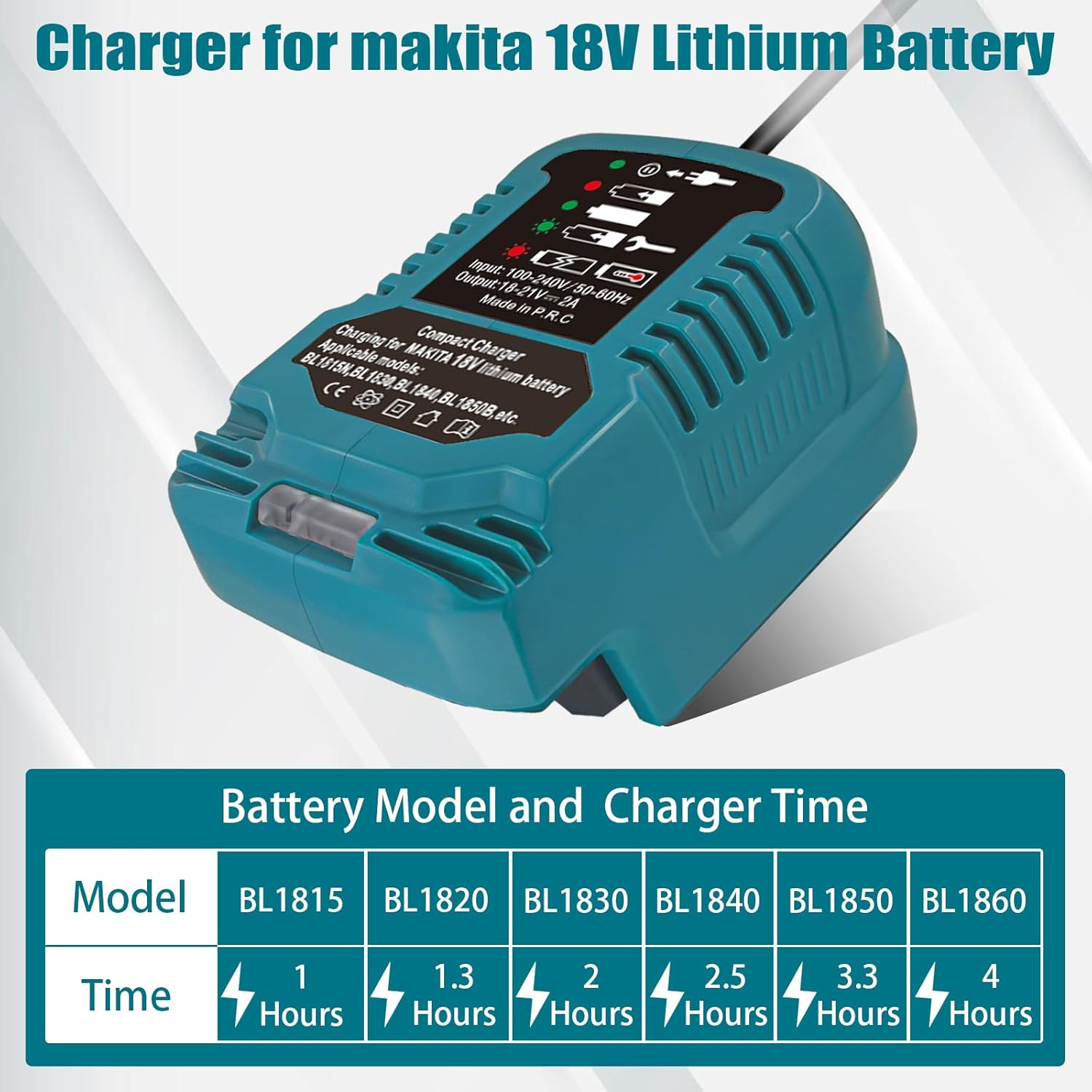 2A Mini Charger for Makita LXT 18V Battery, Replace for DC18RC DC18RD, 12V Vehicle Charger for Makita Li-Ion BL1850 BL1840 BL1860 BL1830 BL1820 BL1815N image number 1