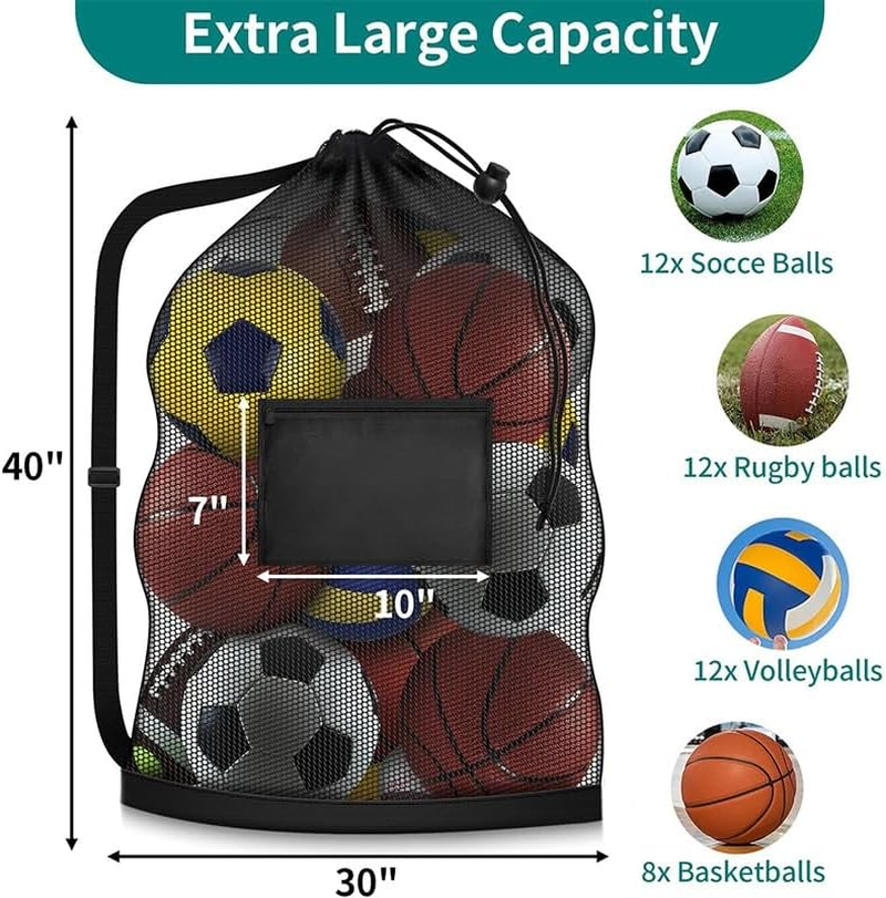 Soccer Ball Bag for Coaches and Players Sports Equipment with Shoulder Strap Mesh Bag for Equipment image number 4
