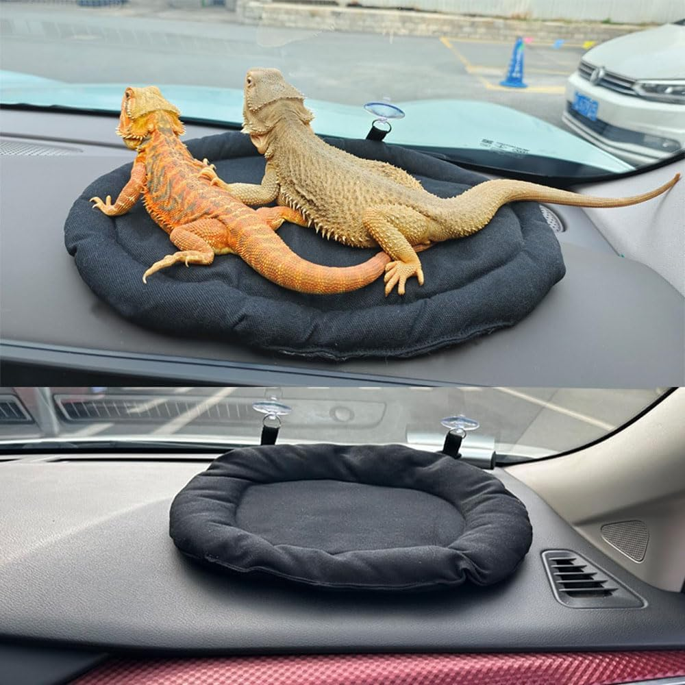 Washable Bearded Dragon Bed with Suction Cup,Soft Sleep Cushion Mat for Travel and Reptile Tanks, Car Animal Bed，Bearded Dragon Bedideal for Lizards, Leopard Geckos,Hamsters (Black) image number 3