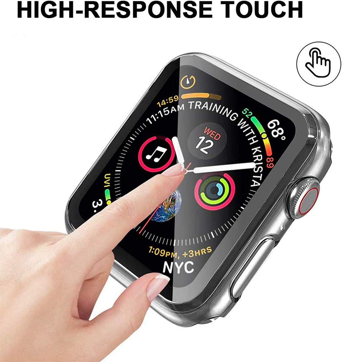 HEYUS [3 Pack] Hard PC Case for Apple Watch Case Series 6 SE Series 5 Series 4 44Mm with Tempered Glass Screen Protector, Full Hard Ultra-Thin Scratch Resistant Bumper Protective Cover for Iwatch Accessories