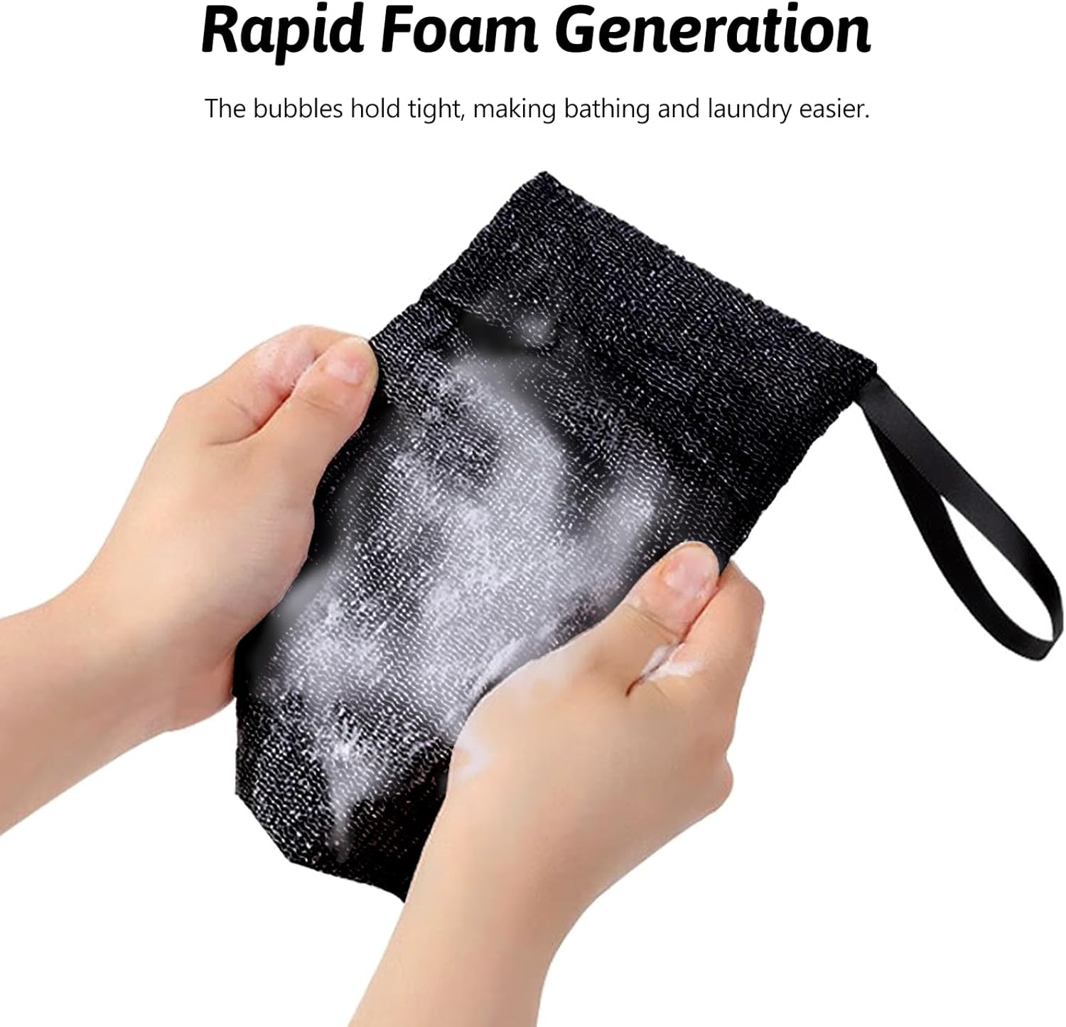 Travel Soap Saver Bag 3 Pcs Soap Pocket Exfoliating Soap Saver Pouch Rough Mesh Bar Soap Bags for Shower, Body Foam Scrubber Exfoliating Shower Sponge - Black image number 3