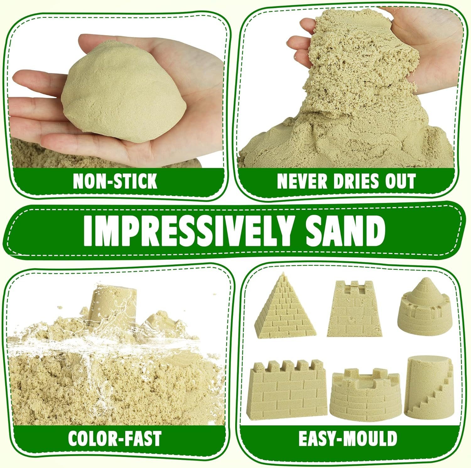 Billeeit Sand Construction Kit with a Big Foldable Sandbox and 2.2Lbs Magic Sand, Truck Sand Construction Toys Including Castle Molds and Other Accessories 36Pcs Total, Play Sand Art Set for Kids 3+ image number 1