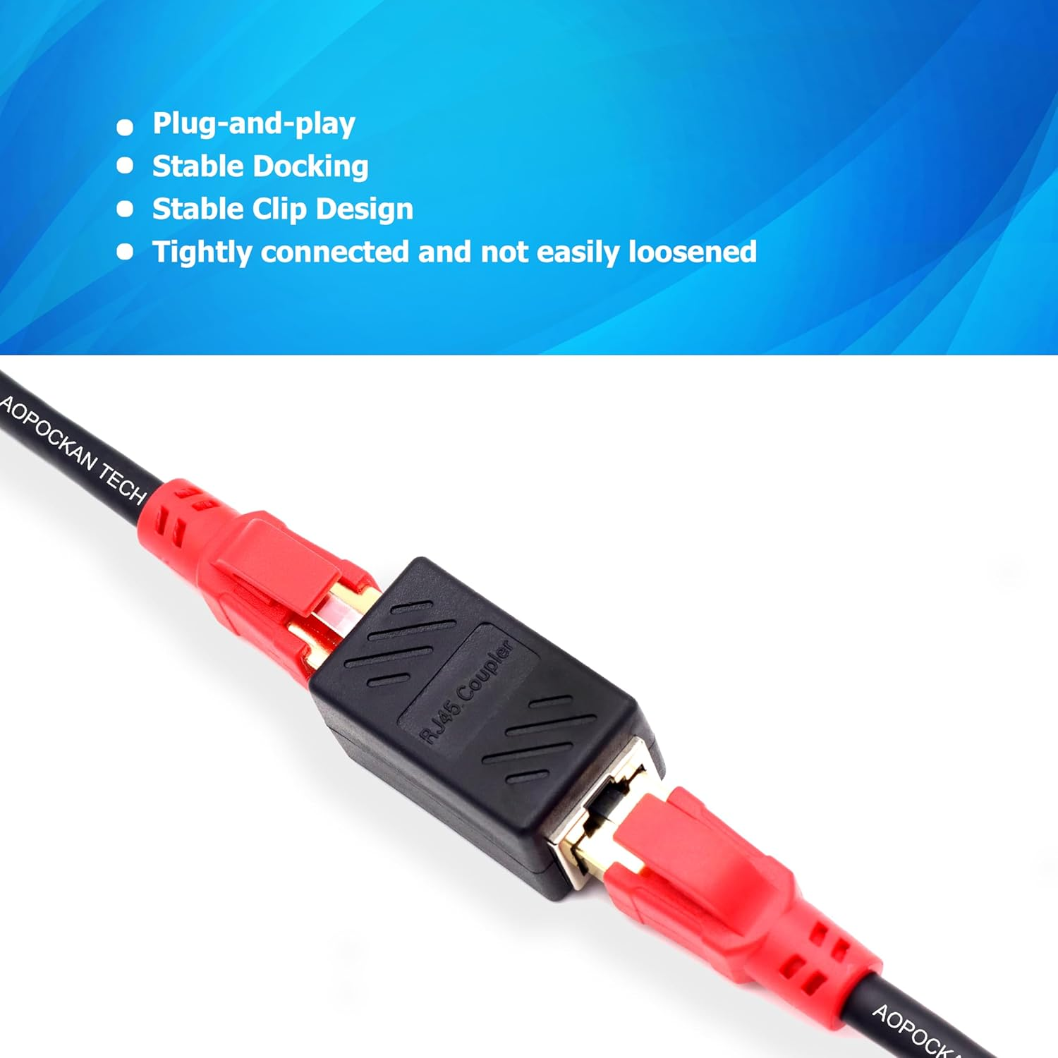 AOPOCKAN TECH RJ45 Coupler,Ethernet Coupler,Cat6 Coupler 6 Pack in Line Coupler for Cat8/Cat7/Cat6/Cat5E/Cat5 Ethernet Cable Extender Adapter for Pc/Router/Modem,Female to Female