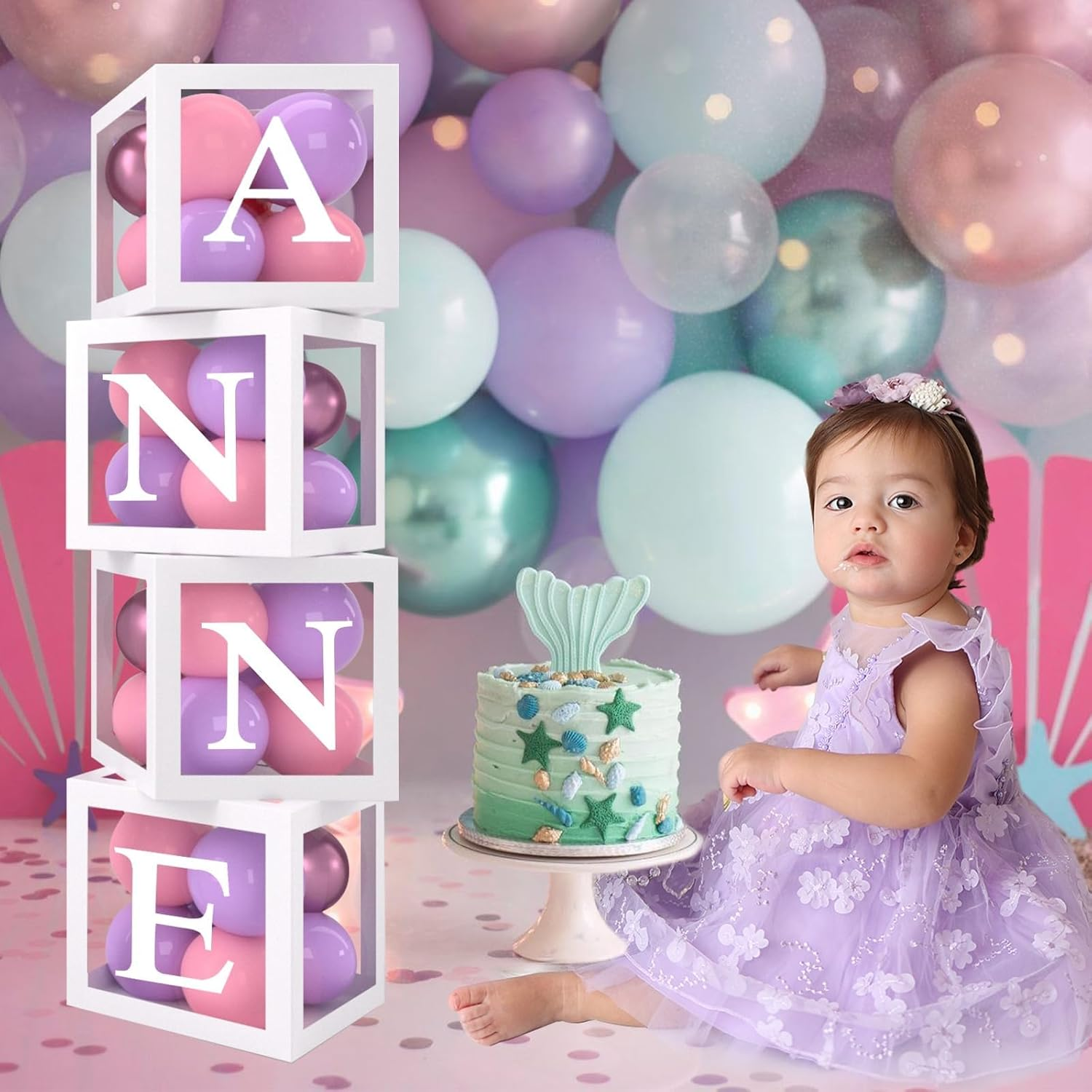 Baby Shower Decorations Boy Girl,4Pcs Baby Shower Balloon Boxes, 25Cm Little Baby Balloon Boxes with 27 Letters,Baby Boxes for Baby Shower,Name Boxes, Christening, Gender Reveal,Birthday Decorations