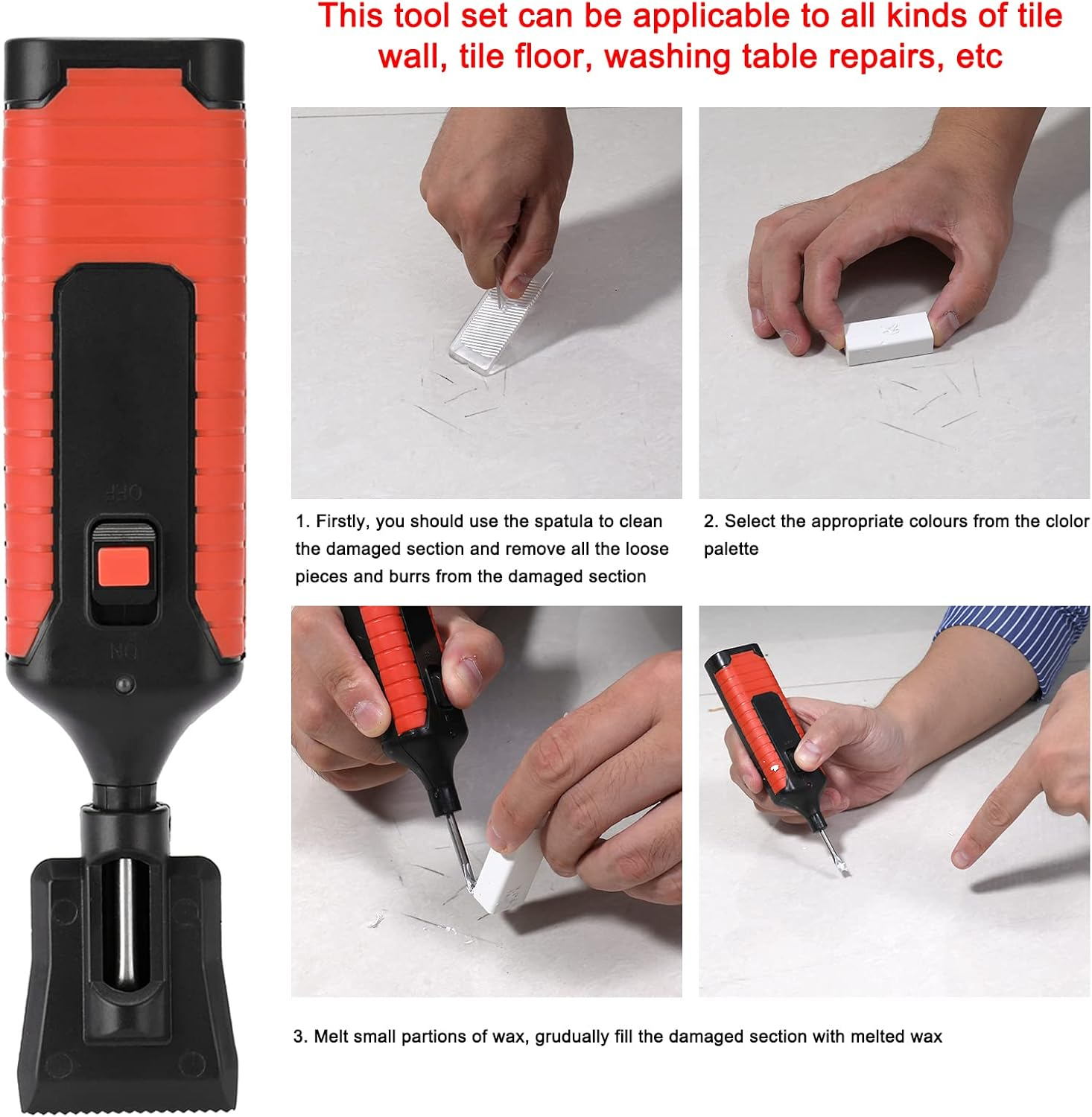 Mingzhe Ceramic Tile Repairing Tool Set Multifunction DIY Repairing Tool Set Household Home Tools Convenient Labor Saving Scratch Repairing CRA Fill Tile Surface Repairing Tool Set Wi 11 Wax Bars image number 6