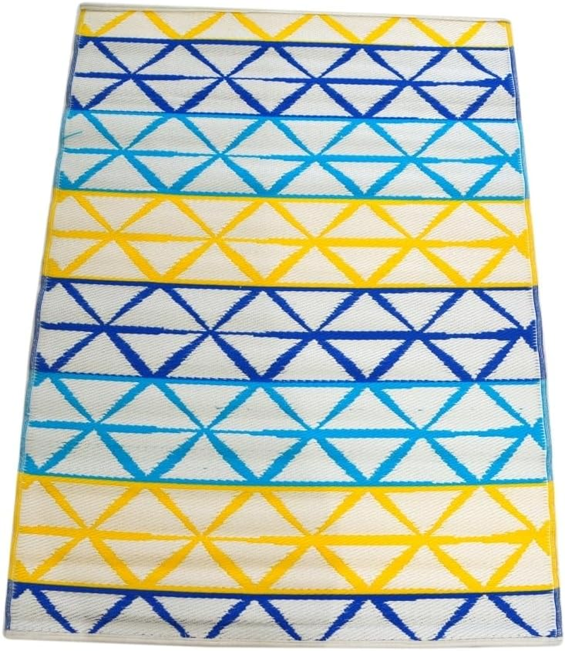 Rug Club Alfresco 2685 Reversible Outdoor Chatai Rug, 120 Cm X 170 Cm Size, Aqua Yellow