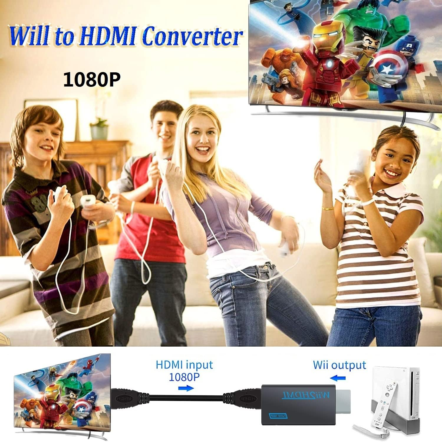 Wii to HDMI Converter Adapter, Alife Wii to HDMI 1080P or 720P Output Video Converter & 3.5Mm Jack Audio Output Wii HDMI Converter Supports All Wii Display Modes image number 2