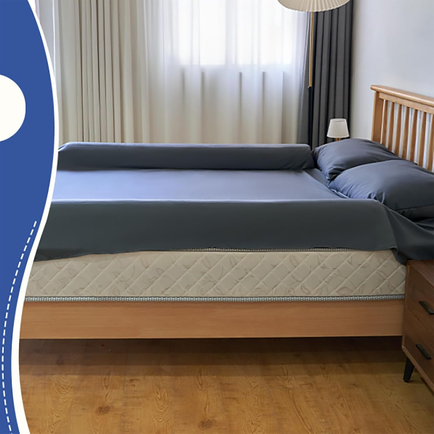 Long Pillow for Toddlers Foam Bed Guard Rail for Kids Crib Rails for Queen, King, Twin, Full-Size Bed with Non-Slip Machine Washable Cover White, 2 Pack image number 3