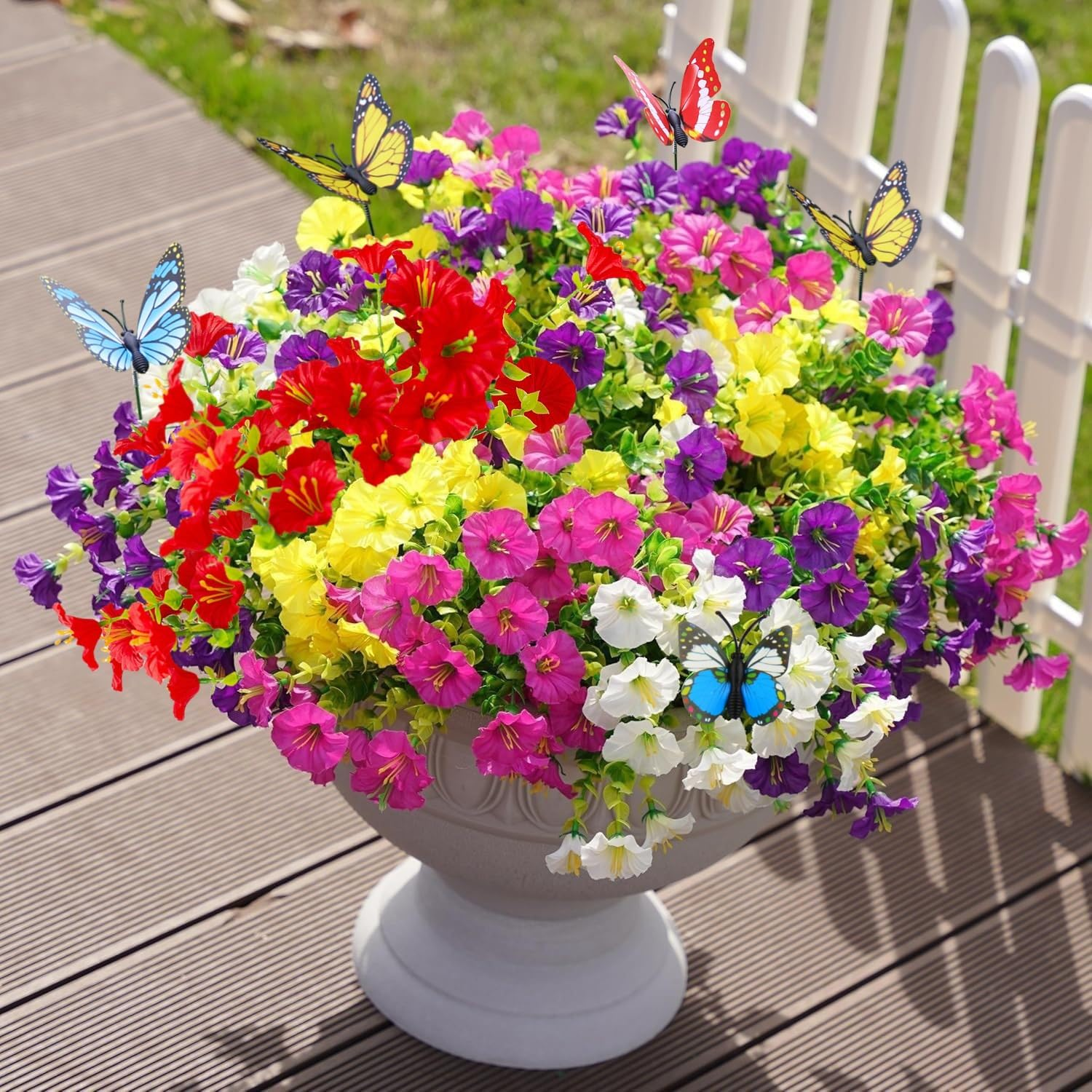 Artificial Flowers for Outdoor Decoration Faux Plants Flowers, 10 Bundles Summer Fall Flowers Autumn Spring Decoration, Fake Silk Colorful Flowers for Garden Porch Wedding Home Decor image number 4