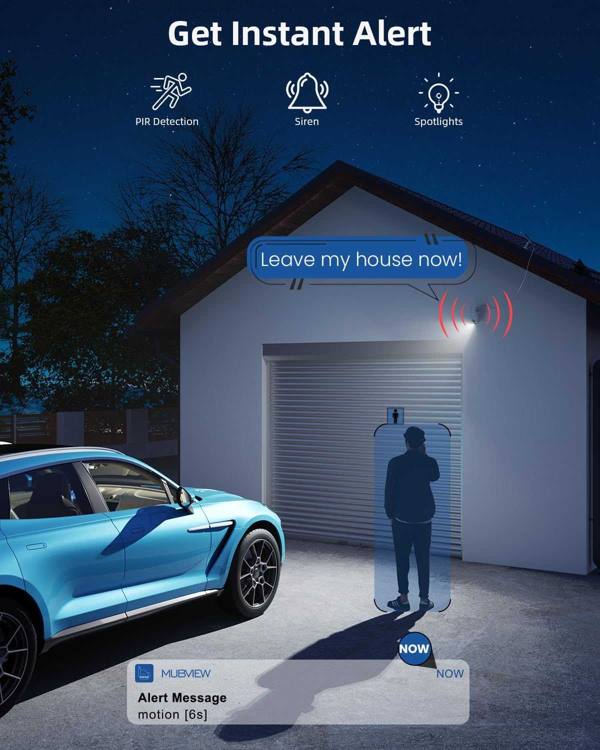 MUBVIEW 2K Solar Security Cameras Wireless Outdoor, 360&deg; PTZ Battery Powered Outdoor Camera, 2.4Ghz Wifi Home Security Camera, Color Night Vision, Motion Detection, 2-Way Audio, 2-Pack - 1-Pack image number 6