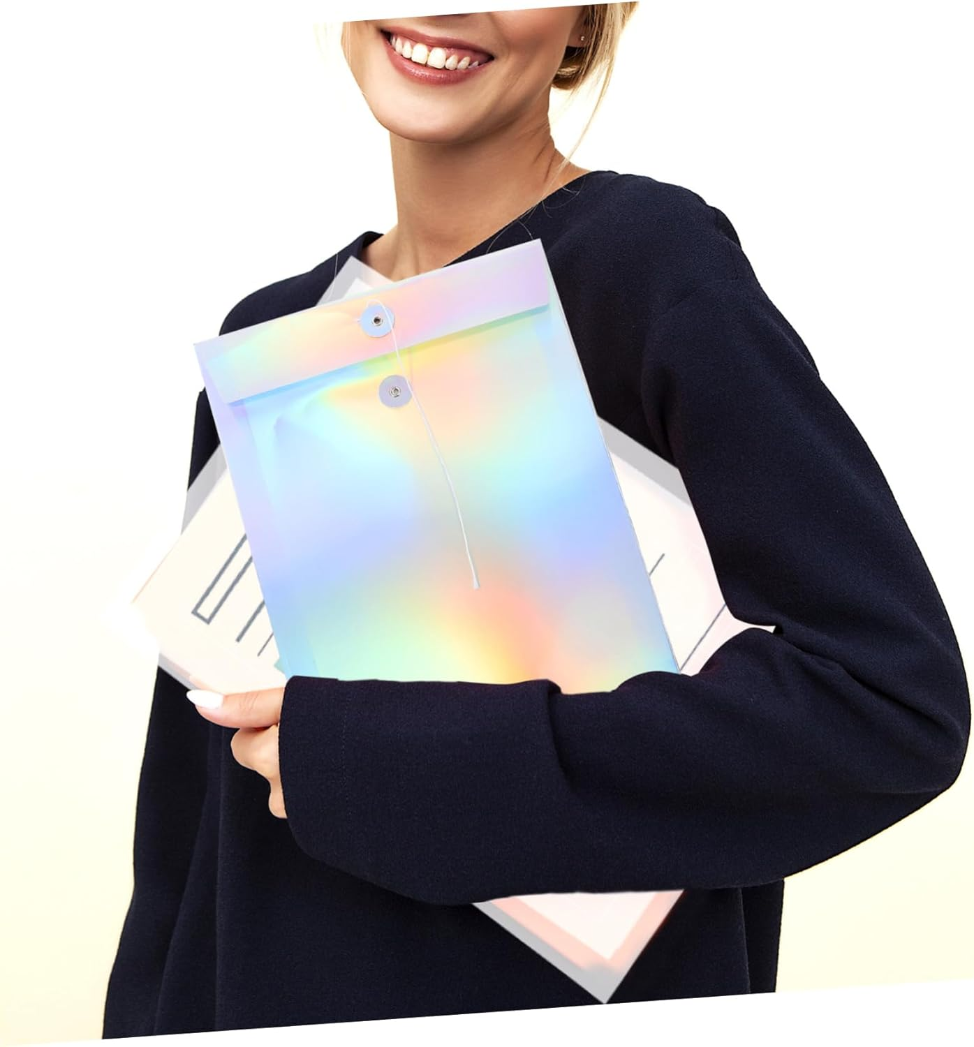 WEKAMOS 3Pcs File Bags Decorative Laser Document Organizers with Tie Closure Wear Packing Pouches for Office Home Student and Business Travel Storage image number 3