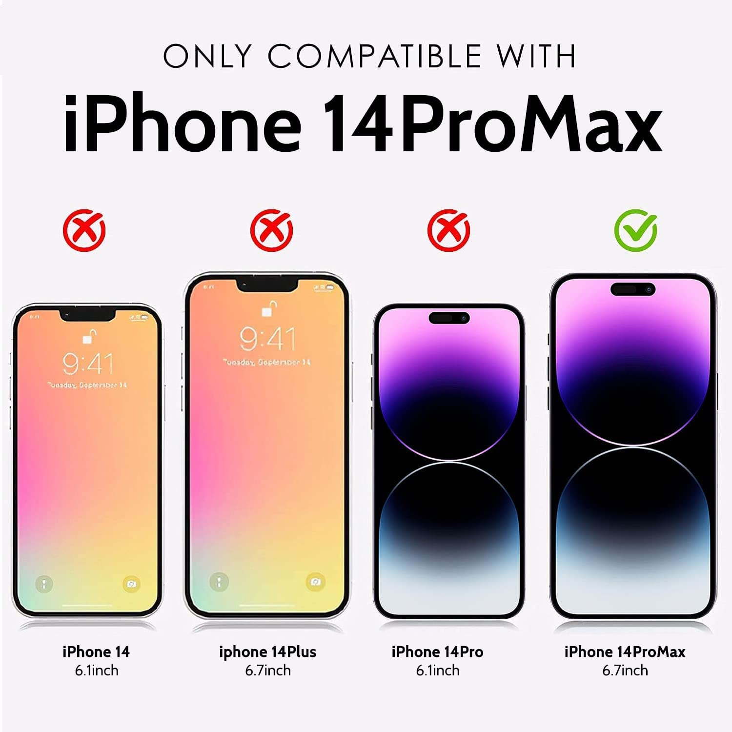 T Tersely Crystal Clear Case Cover for Iphone 14 Pro Max (6.7-Inch), Non-Yellowing Hard Back Slim Shockproof Bumper, Suitable for Wireless Charging image number 6