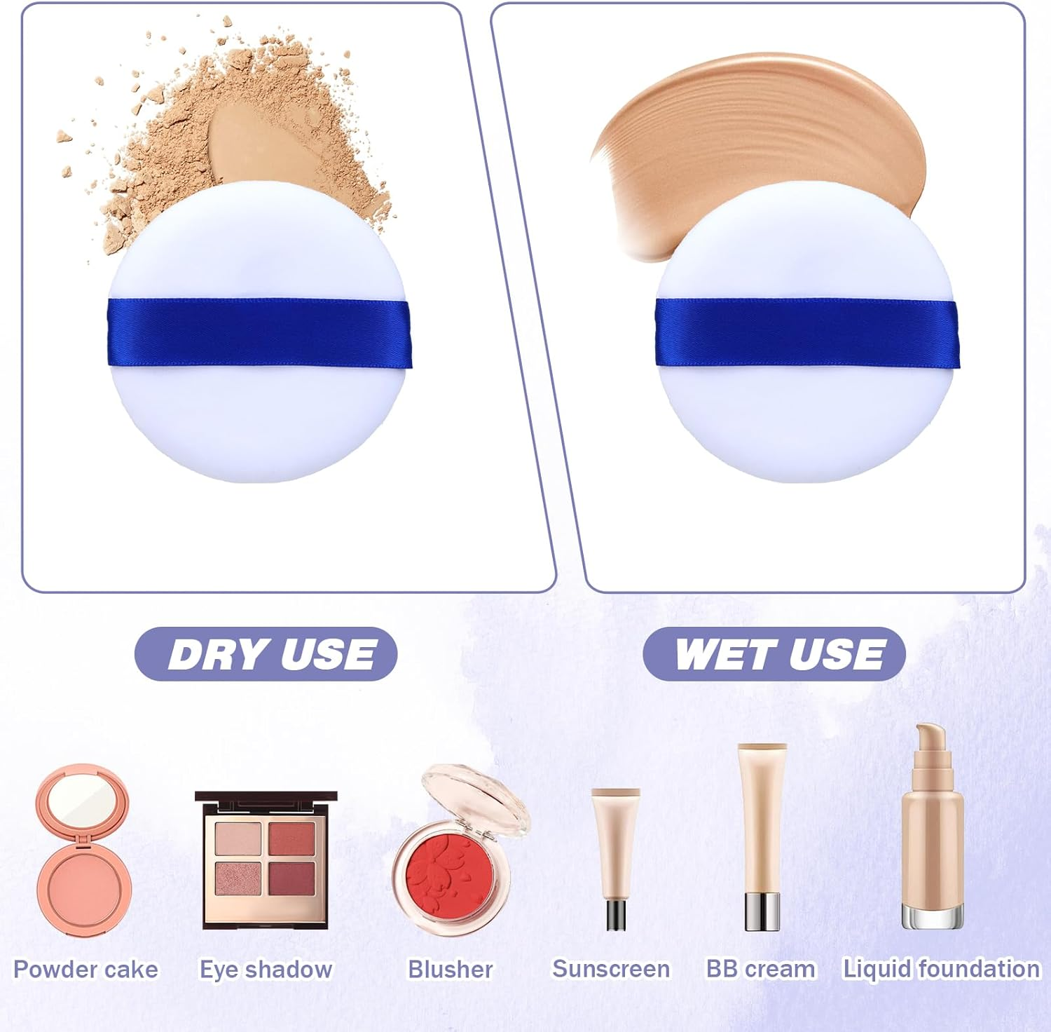 6Pcs Powder Puff - 3 Inch Soft Powder Makeup Puffs Pads Ultra Soft Washable Velour Makeup Powder Puffs for Face Powder Setting Powder Loose Powder