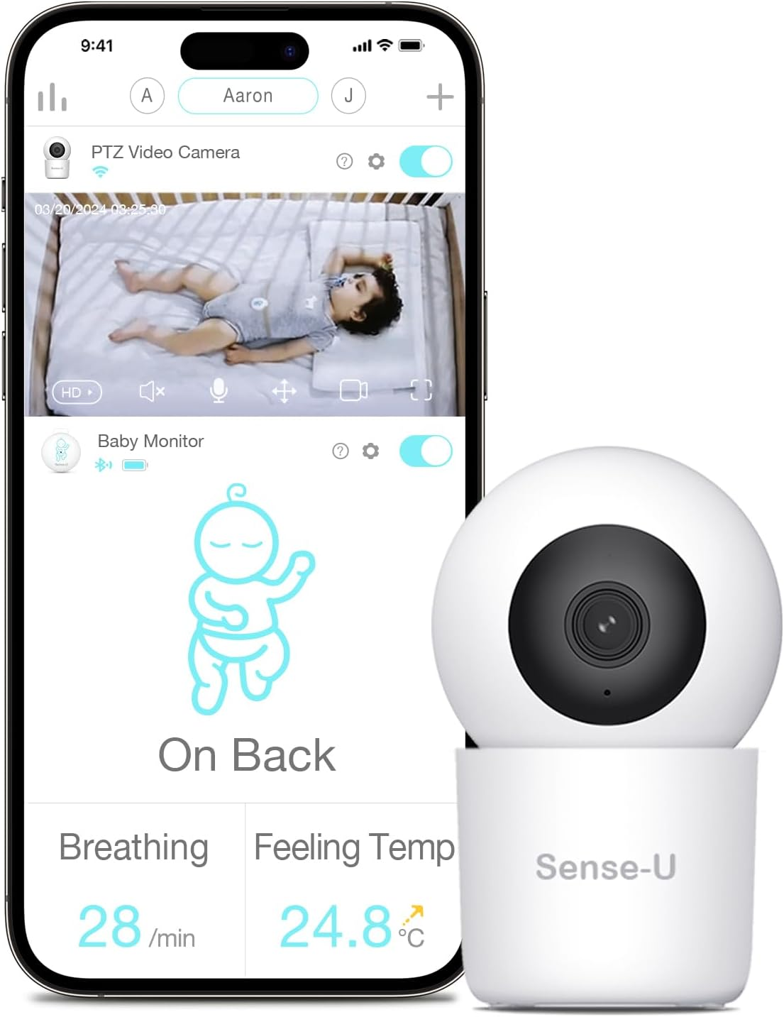 Sense-U Video Baby Monitor with 1080P HD Wifi Camera and Background Audio, Night Vision, 2-Way Talk, Motion Detection & No Monthly Fee (Compatible Smart Baby Monitor) image number 3