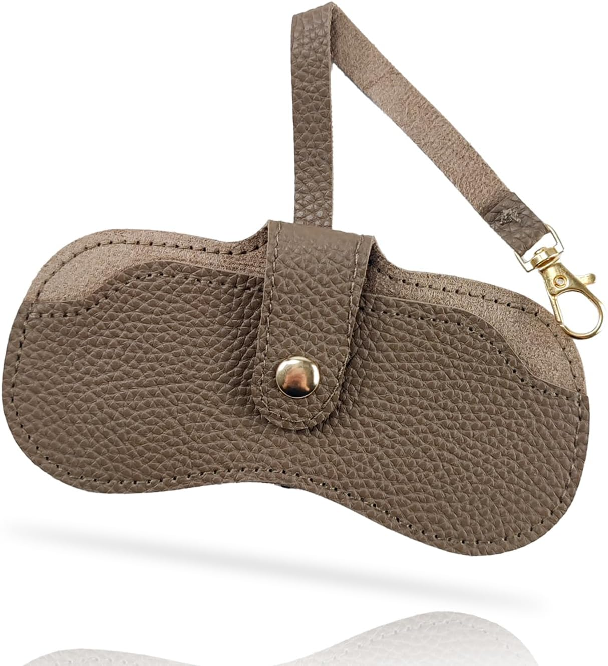 TORMEN Portable Soft Leather Sunglasses Case,Glasses Case Holder Portable with Keychain Hook,Lightweight,Slim, Metal Snap Closure, Versatile Eyeglass Pouch for Types of Glasses