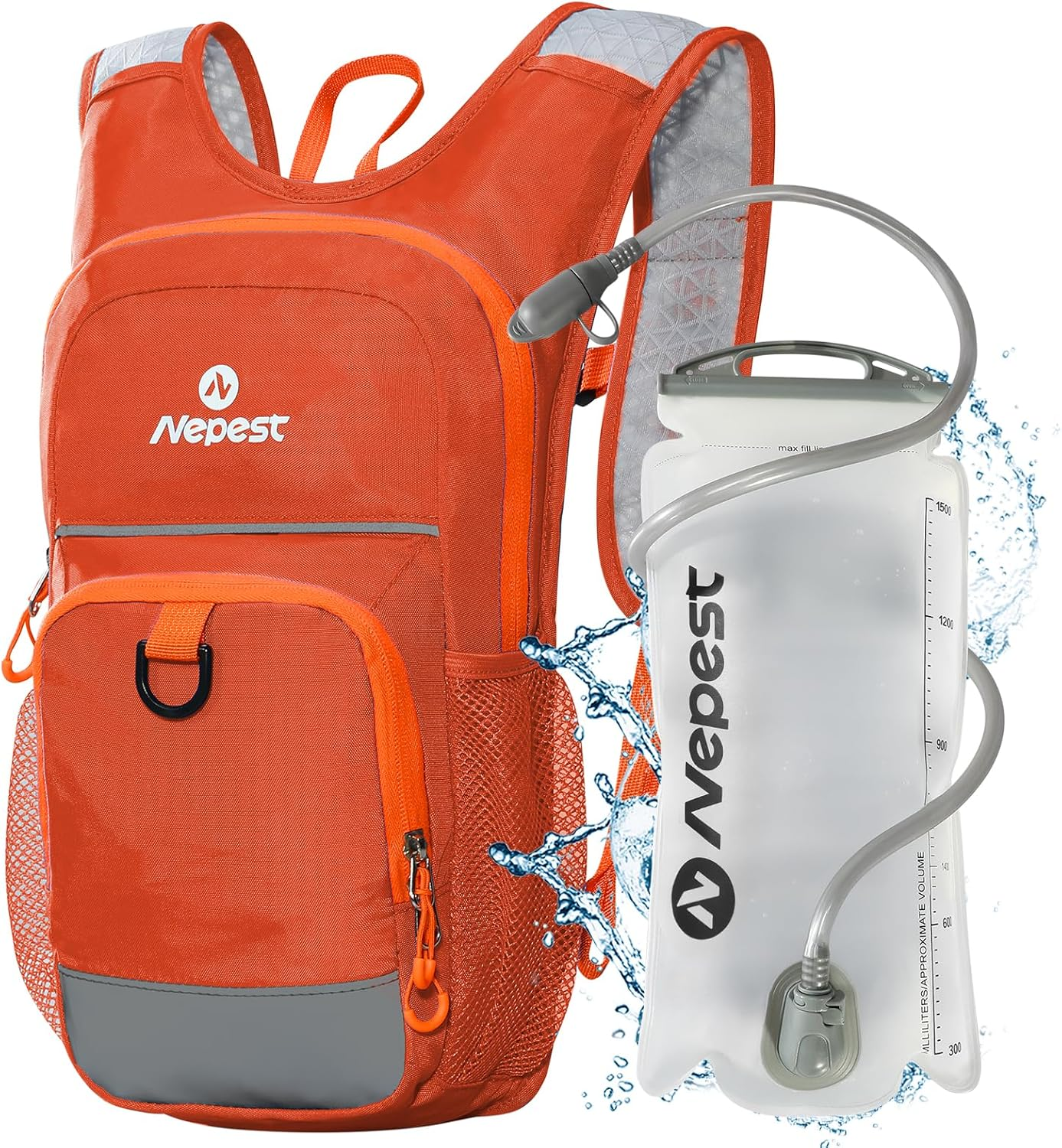 Nepest Kids Hydration Backpack, Mini Water Backpack with 1.5L Water Bladder for Hiking Cycling Running