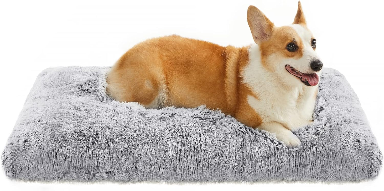 Feandrea Dog Bed, Dog Cushion, Fluffy Dog Mat, Long Plush, 95 X 60 Cm, Soft Padding, Machine Washable, Multifunctional, Ombre Grey PGW202G01 image number 6