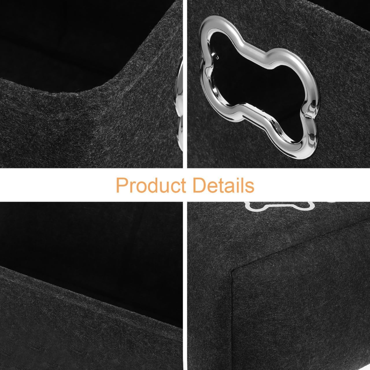 Alasum Dog Toy Storage Box Felt Basket with Metal Handles 15.35X11X8.66 Inches Lightweight Organizer for Pet Supplies and Kids Toys Home Storage image number 2