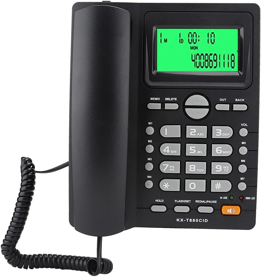 Hotel Landine Phone Caller ID Display Landline Telephone No Battery Mute Function for Home Office (Black)
