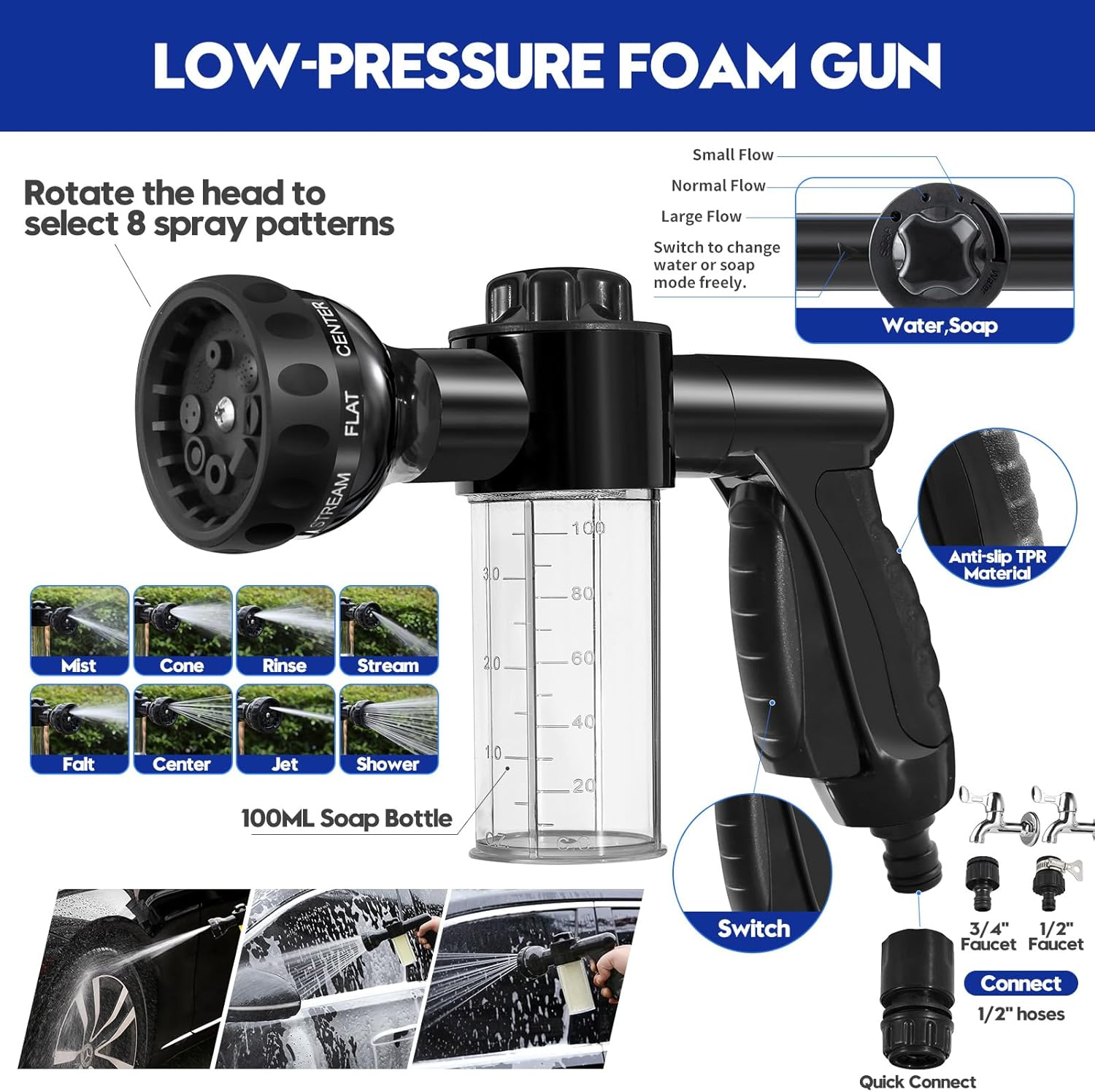 Qydipclin 45Pcs Car Detailing Kit, Car Detailing Brush Set, Car Wash Cleaning Kit, Car Detailing Brushes, Professional Car Care Kit for Interior Exterior Wheels, Blue image number 5