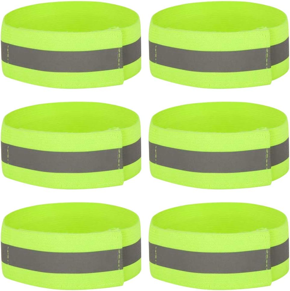 4PCS High Visibility Armbands, Elasticated Ankle Bands Hi Vis Reflective Running Armbands Wristbands Slap Armbands Reflector Strips Safety Bands for Running Walking Cycling Jogging Nigh Outdoor Safety