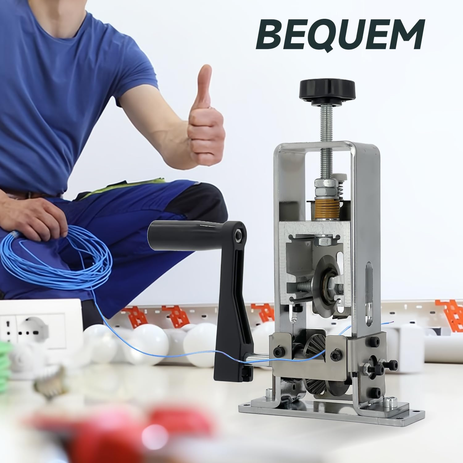 LILOOVKE Wire Stripper 1-25Mm Tool Wire Stripper Machine for Hand Crank or Drill Powered Manual Can Be Fixed or Removed Cable Stripper for Copper Scrap Recycling（Silver）