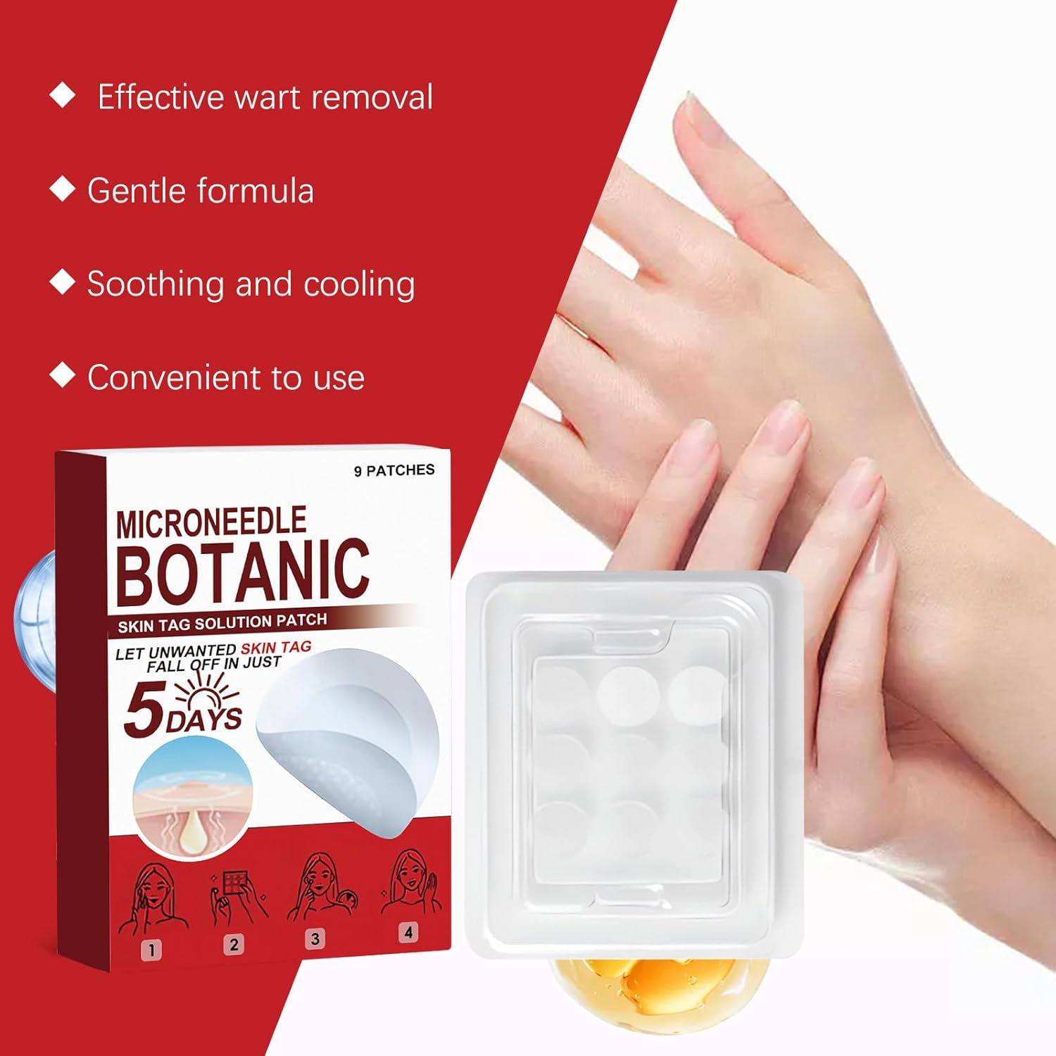 2 PCS Microneedle Skin Tag Patch - Safe & Gentle Plant-Based Pimple Patch for Face and Body &ndash; Waterproof Microdart Sticker for Quick Use Secure Fit Gentle for Various Skin Types (2 PCS) image number 3