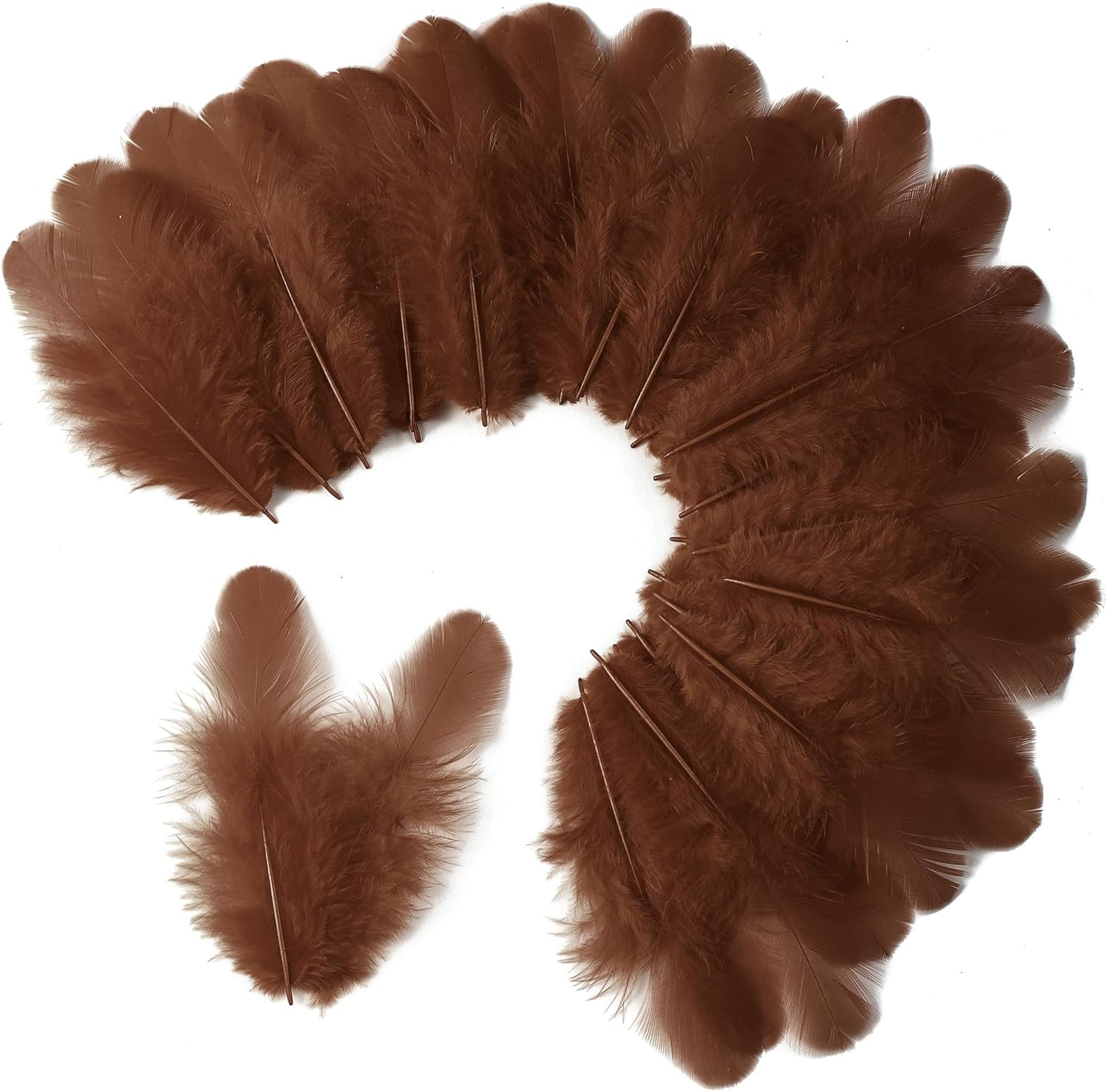 Soarer 300Pcs Brown Feathers for Crafts - 3-5Inch Craft Feathers Bulk for Wedding Home Party, Dream Catcher Supplies and DIY Crafts(Brown) - Orange image number 2