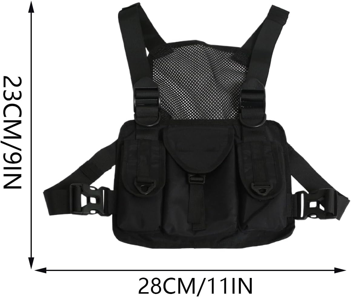 Chest Pack - Running Bag with Adjustable Shoulder Straps | Multiple Pocket Storage Organiser for Fishing, Training, Hiking, Cycling, Lightweight Waterproof Chest Rig for Men Women Outdoor image number 1