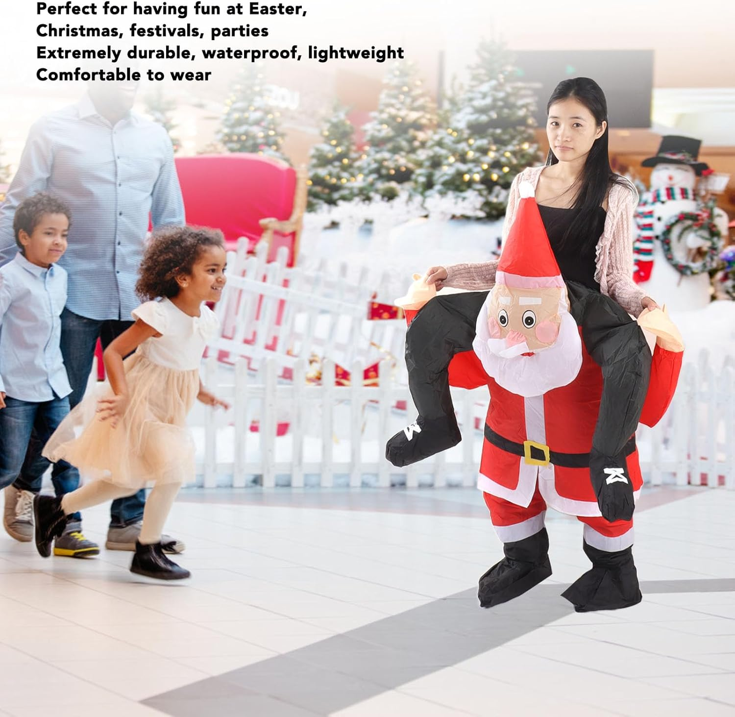 Santa Costume, Inflatable Christmas Santa Claus Suit, Funny Blow up Christmas Costumes Suit, Unisex Adult Fancy Dress Costume for Christmas Halloween Cosplay, Santa Claus (Adult) image number 3