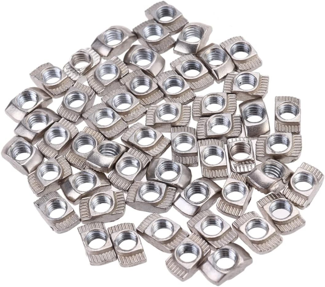 SOLUSTRE 100Pcs Aluminum Profile T-Nuts M5 Thread T-Slot Nuts for European Aluminum Extrusions Compatible 20 Series Frames