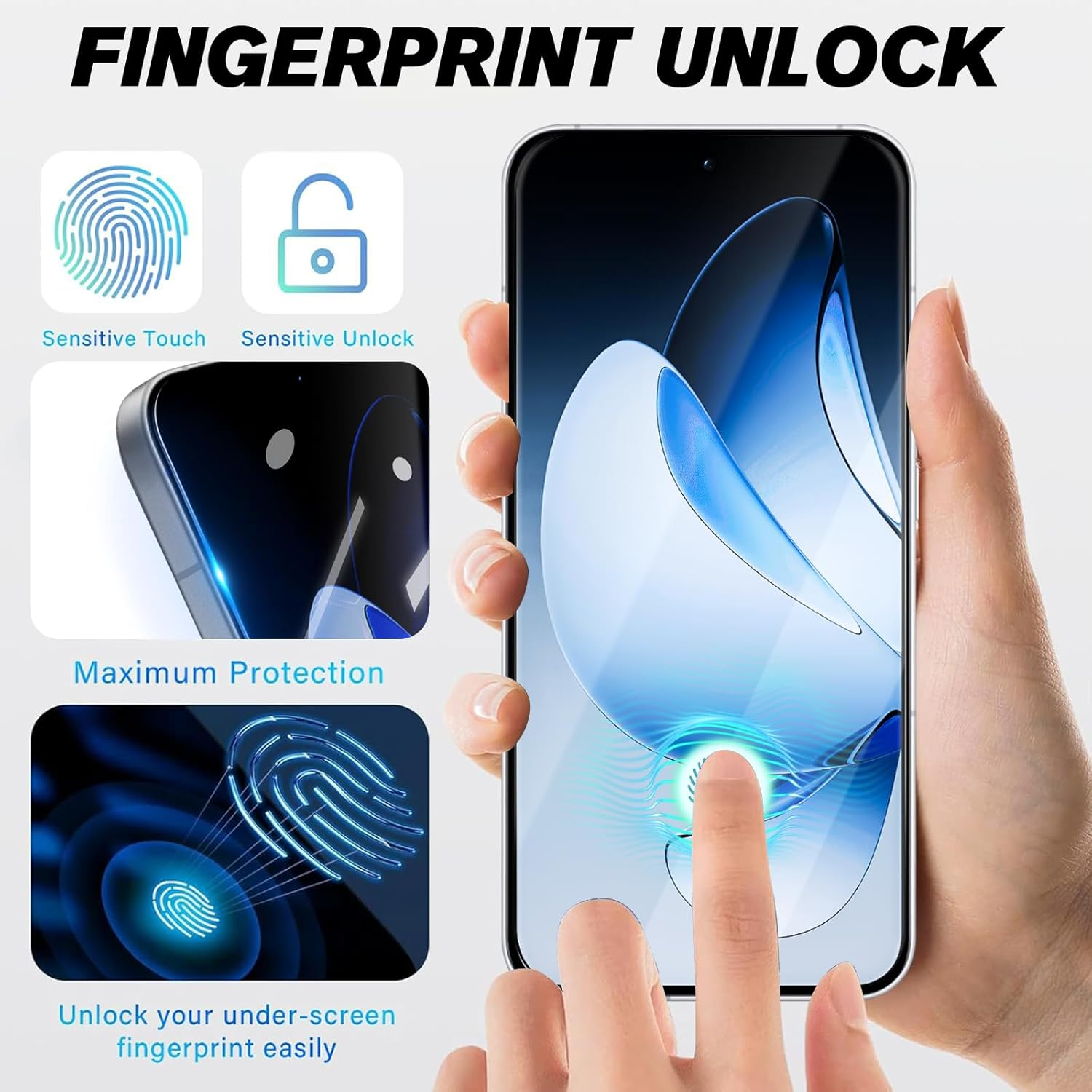 [2+2 Pack] Screen Protector for OPPO Reno 13F 5G,With 2 Piece of Tempered Glass Screen Protector,2 Piece of Camera Lens Protector,Bubble Free,Anti Scratch image number 1