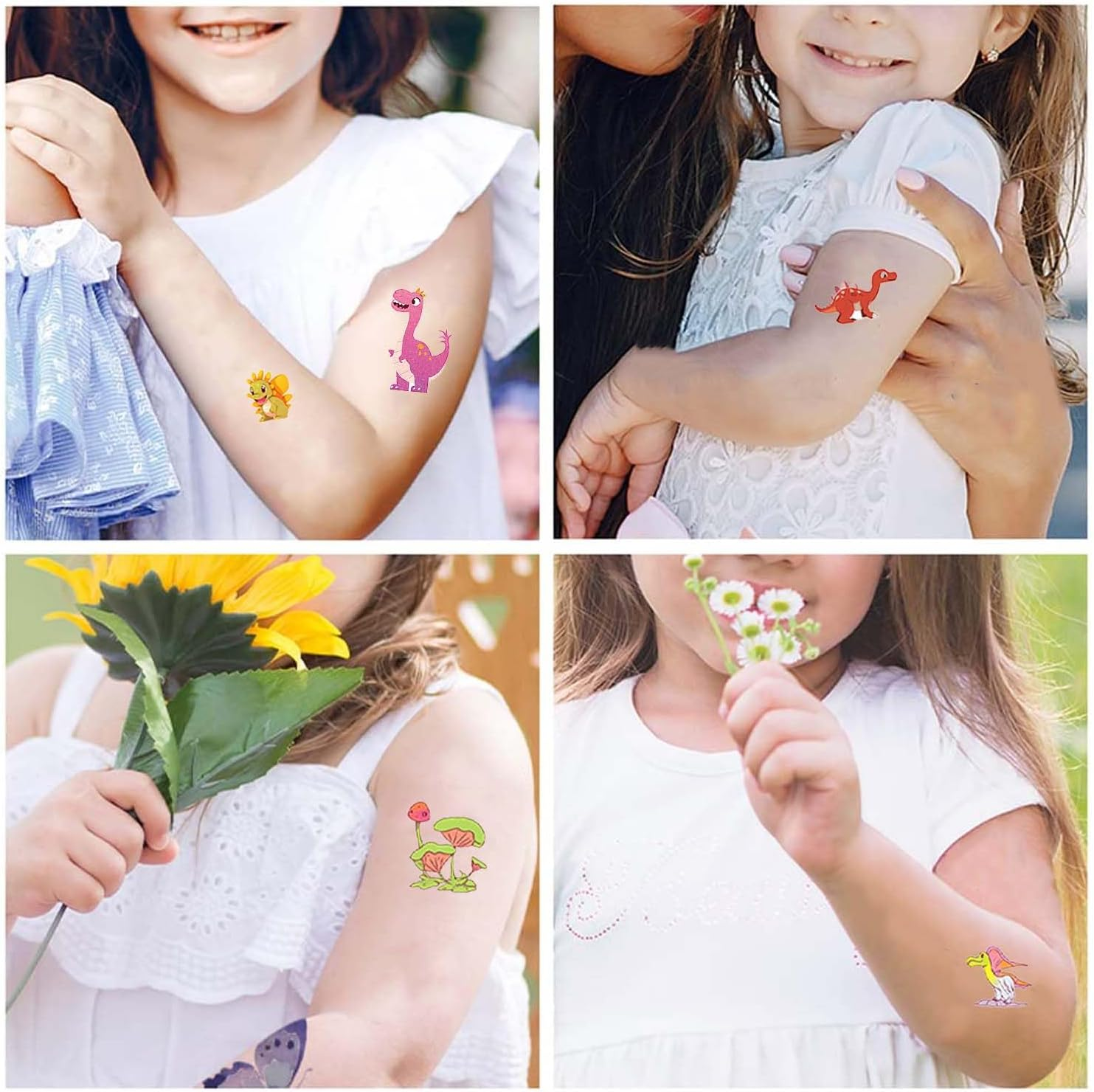 Palumma 12PCS Temporary Tattoo Stickers Set Fun Themed Body Art for Parties Costumes Creative Play Safe Waterproof Fake Tattoos for Dress up Decoration Butterfly(Dinosaur) image number 5